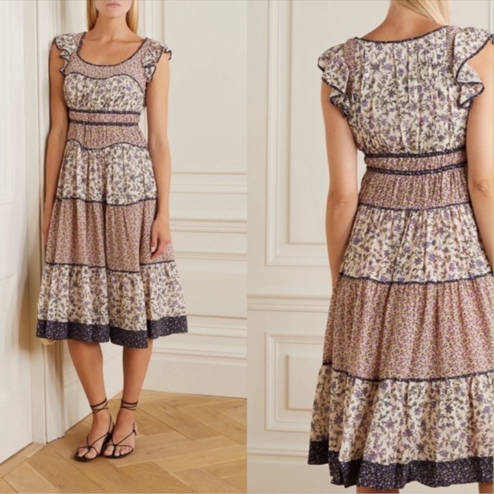 Ulla Johnson Odelia Floral Midi Dress Size 6 NWT